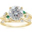 18K Yellow Gold Arden Diamond Ring with Lab Emerald Accents with Winding Willow Diamond Ring