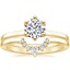 18K Yellow Gold Six Prong Hidden Halo Diamond Ring with Lunette Diamond Ring