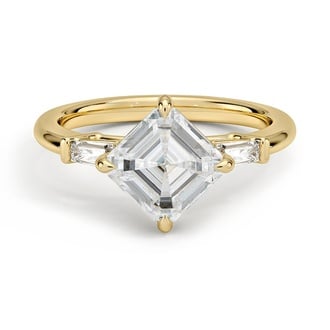 Custom Angled Three Stone Baguette Diamond Ring