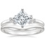 18K White Gold Mia Diamond Ring with Petite Curved Wedding Ring