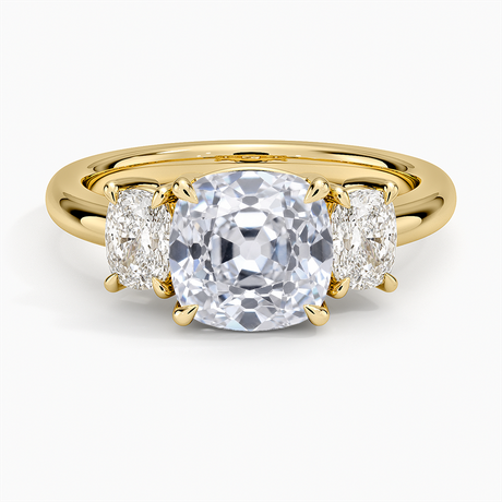 Faye Elongated Cushion Three Stone Diamond Ring