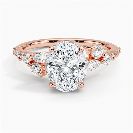 14K Rose Gold Luxe Camellia Milgrain Diamond Ring