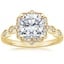 18K Yellow Gold Cadenza Halo Diamond Ring, smalltop view