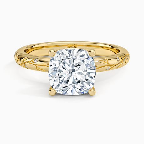 Verdure Engraved Diamond Solitaire Ring