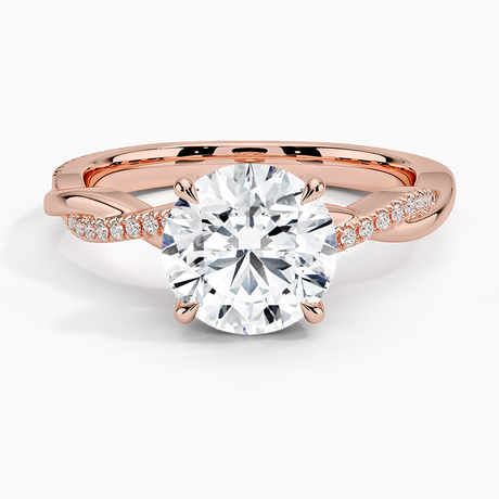 14K Rose Gold Petite Twisted Vine Hidden Halo Pavé Diamond Ring