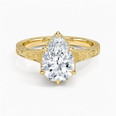 Tapered Elsie Engraved Solitaire Ring