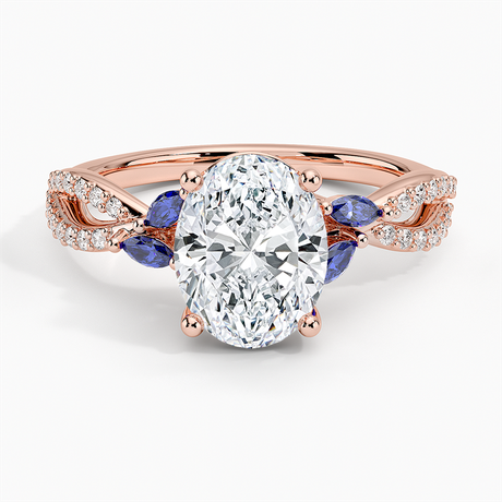 14K Rose Gold Luxe Willow Sapphire and Diamond Ring (1/8 ct. tw.)