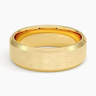 Beveled Edge Matte 7mm Wedding Ring in 18K Yellow Gold