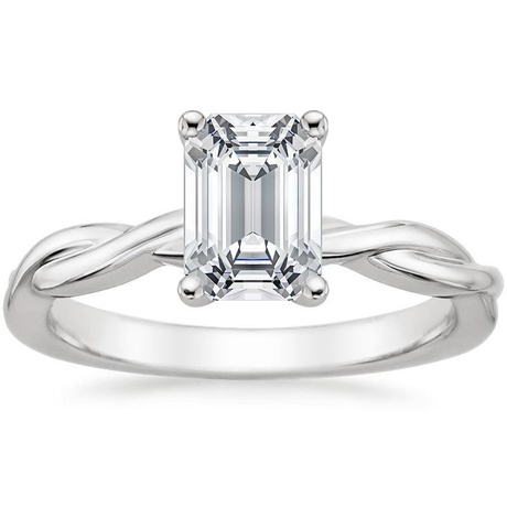 18K White Gold Twisted Vine Ring with Petite Twisted Vine Diamond Ring (1/8 ct. tw.)
