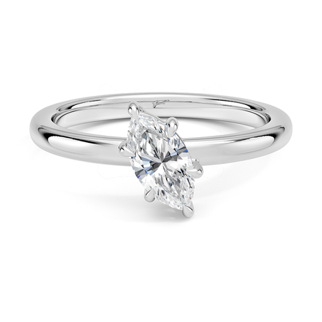 18K White Gold Angled Solitaire Diamond Ring