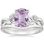 18K White Gold Budding Willow Ring with Petite Curved Wedding Ring