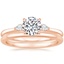 14K Rose Gold Perfect Fit Three Stone Pear Diamond Ring with Petite Comfort Fit Wedding Ring
