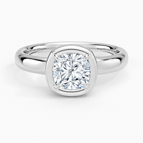 18K White Gold Andrea Bezel Prong Ring
