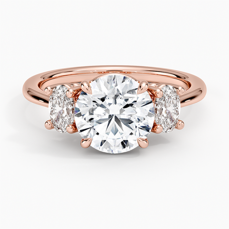 14K Rose Gold Oval-Cut Three Stone Diamond Ring (1/2 ct. tw.)