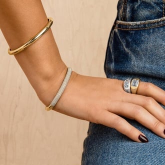 Lab Diamond Tube Bangle Bracelet