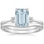 PT Aquamarine Selene Diamond Ring (1/10 ct. tw.) with Petite Curved Wedding Ring, smalltop view