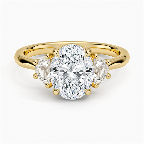 18K Yellow Gold Half Moon Three Stone Diamond Ring (1/4 ct. tw.)