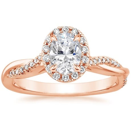 14K Rose Gold Petite Twisted Vine Halo Diamond Bridal Set (1/3 ct. tw.)