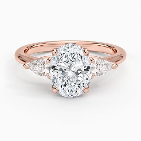 14K Rose Gold Fleur Three Stone Diamond Ring