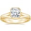 18K Yellow Gold Luna Ring with Petite Curved Wedding Ring