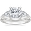 Platinum Luxe Opera Three Stone Diamond Ring with Petite Curved Wedding Ring