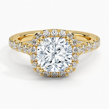 18K Yellow Gold Sienna Halo Half Coverage Diamond Ring