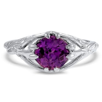 Custom Sculpted Amethyst Engagement Ring