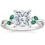 18K White Gold Willow Ring With Lab Emerald Accents, smalltop view