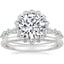 18K White Gold Marseille Halo Diamond Ring (1/2 ct. tw.) with Petite Comfort Fit Wedding Ring