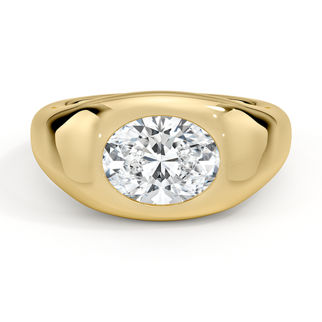 Flush Set Solitaire Diamond Dome Ring
