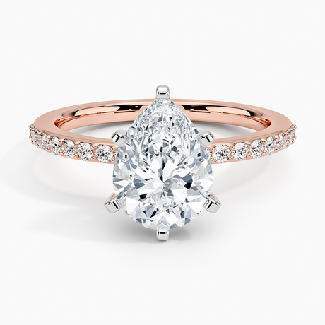 14K Rose Gold Six Prong Petite Shared Prong Diamond Ring (1/5 ct. tw.)