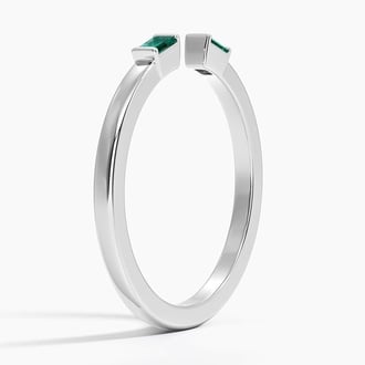 Savannah Baguette Lab Emerald Open Ring