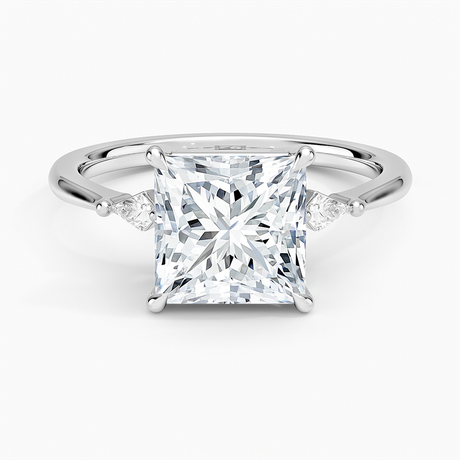 18K White Gold Petite Cometa Three Stone Diamond Ring