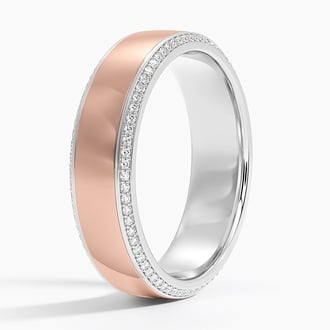 Avalon Mixed Metal Eternity Diamond 6mm Wedding Ring in 14K Rose Gold