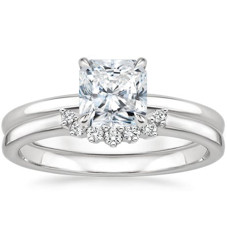 18K White Gold Elodie Ring with Crescent Diamond Ring