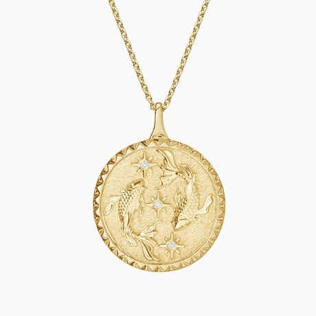Pisces Zodiac Diamond Medallion Necklace