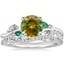 18K White Gold Arden Diamond Ring with Lab Emerald Accents with Luxe Winding Willow Diamond Ring (1/4 ct. tw.)