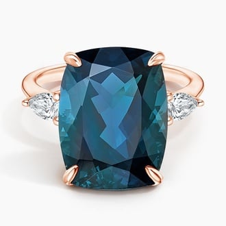 Soiree London Blue Topaz and Diamond Cocktail Ring