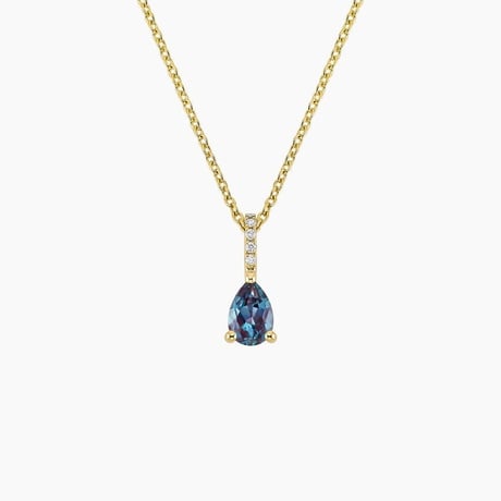 Lab Alexandrite and Diamond Birthstone Pendant Necklace