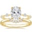 18K Yellow Gold Aimee Diamond Ring with Crescent Diamond Ring