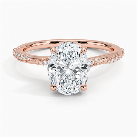 14K Rose Gold Camellia Hidden Accent 1.5mm Diamond Ring