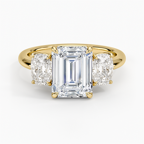 Luxe Faye Elongated Cushion Three Stone Diamond Ring