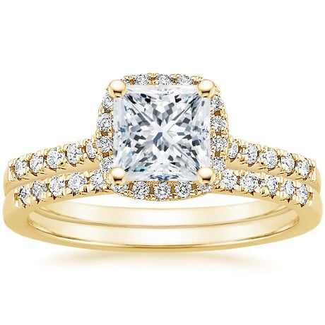 18K Yellow Gold Odessa Diamond Ring (1/5 ct. tw.) with Sonora Diamond Ring (1/8 ct. tw.)