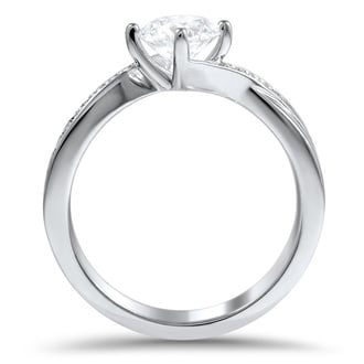 Custom Swept Compass Point Diamond Engagement Ring