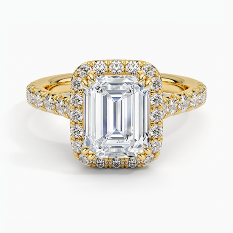 18K Yellow Gold Sienna Halo Half Coverage Diamond Ring
