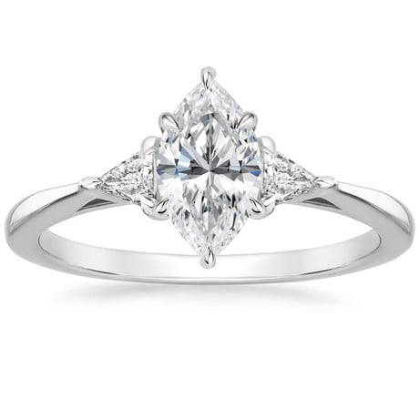18K White Gold Trillion Three Stone Diamond Engagement Ring with Hadley Contoured Diamond Ring