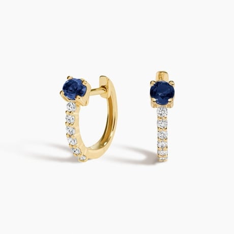 Taylor Lab Sapphire and Lab Diamond Huggie Earrings (1/10 ct. tw.)