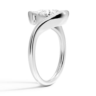 Custom Sculptural Half Bezel Diamond Ring
