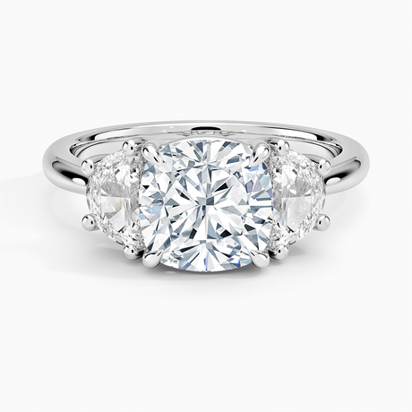 Half Moon Three Stone Diamond Ring