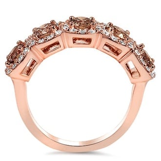Custom Five Halo Champagne Diamond Ring